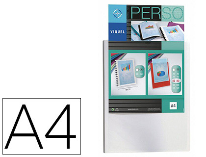 PROTGE-DOCUMENTS VIQUEL PERSONNALISABLE POLYPROPYLNE 5/10E A4 240X310MM 80 VUES OUVERTURE 180 DEGRS COLORIS BLANC