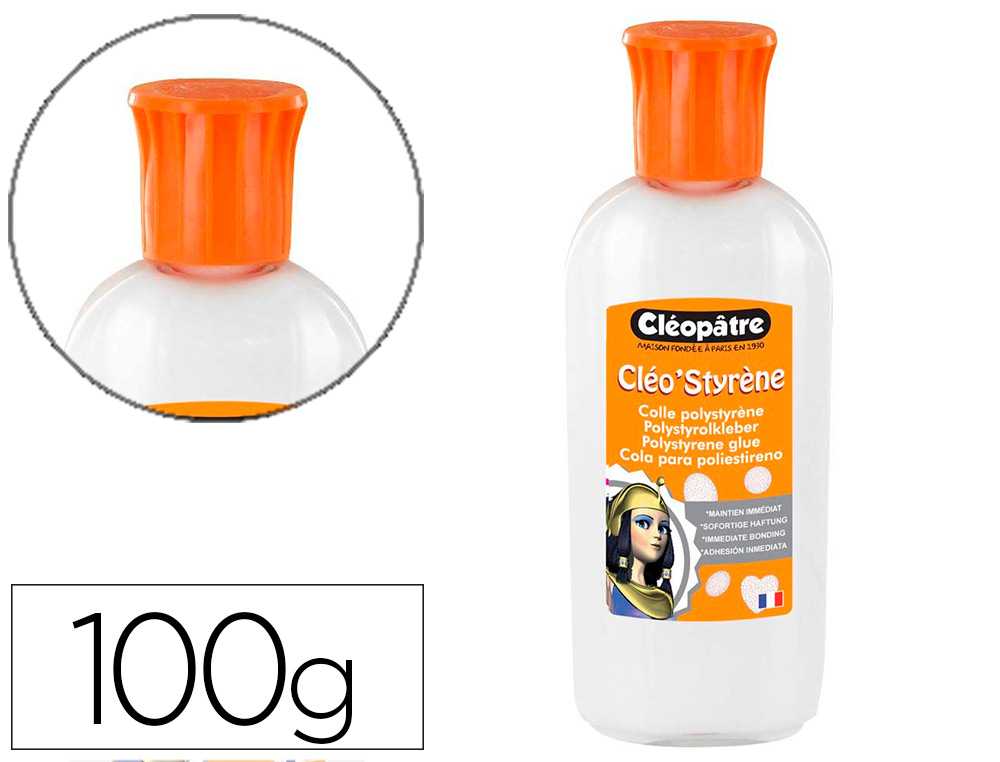 COLLE CLEOPATRE SPECIALE POLYSTYRENE AVEC APPLICATEUR  TRANSPARENT - FLACON DE 100G