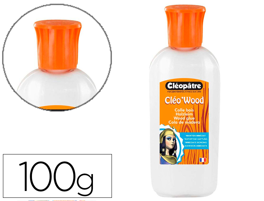 COLLE CLEOPATRE SPECIALE BOIS ET LIEGE AVEC APPLICATEUR     TRANSPARENT - FLACON DE 100G