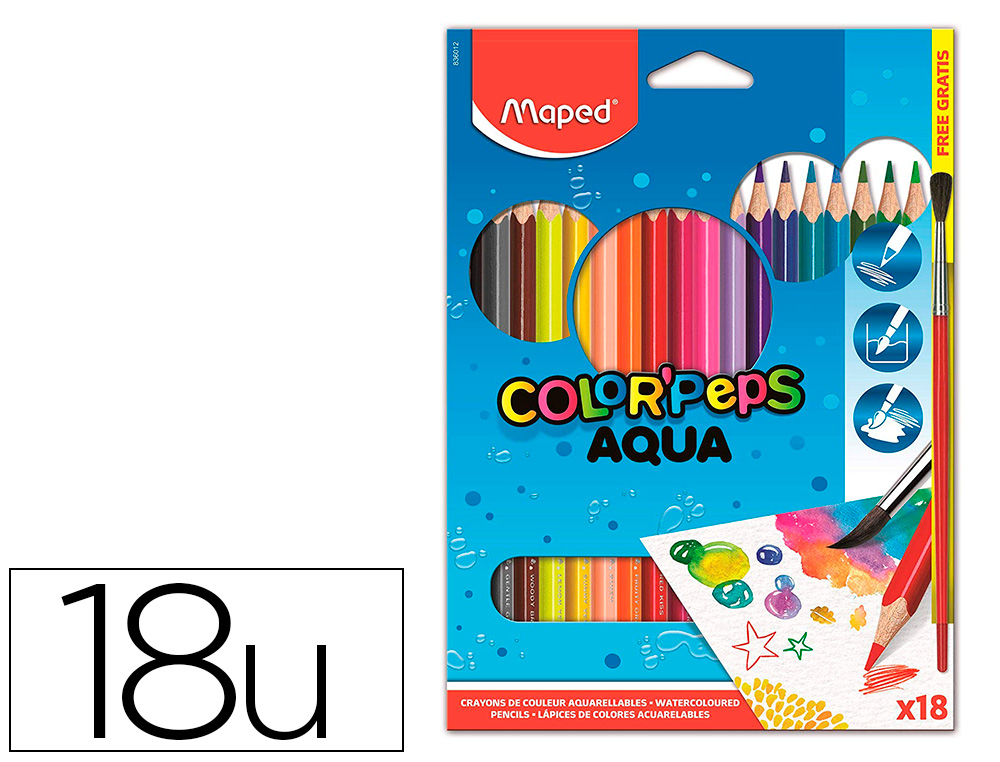 HYPERBURO  CRAYON COULEUR MAPED COLOR'PEPS ANIMALS TRIANGULAIRE MINE  TENDRE RESISTANTE - 18 UN