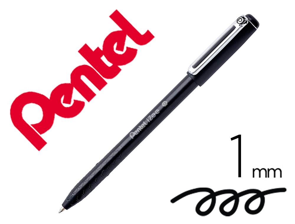 STYLO-BILLE PENTEL IZEE A CAPUCHON ECRITURE MOYENNE   POINTE 1MM ENCRE FAIBLE       VISCOSITE  RECHARGEABLE NOIR