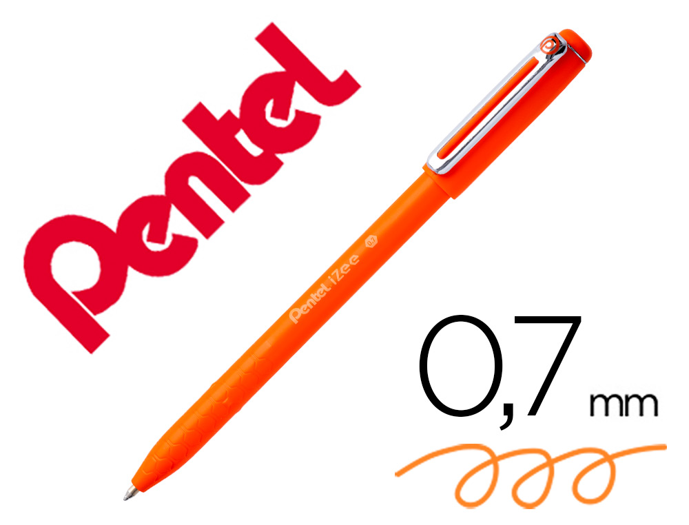 STYLO-BILLE PENTEL IZEE A CAPUCHON POINTE MOYENNE 1MM   ENCRE FAIBLE VISCOSITE        RECHARGEABLE ORANGE