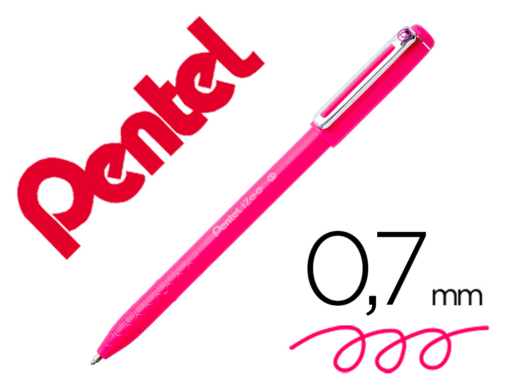 STYLO-BILLE PENTEL IZEE A CAPUCHON POINTE MOYENNE 1MM   ENCRE FAIBLE VISCOSITE        RECHARGEABLE ROSE
