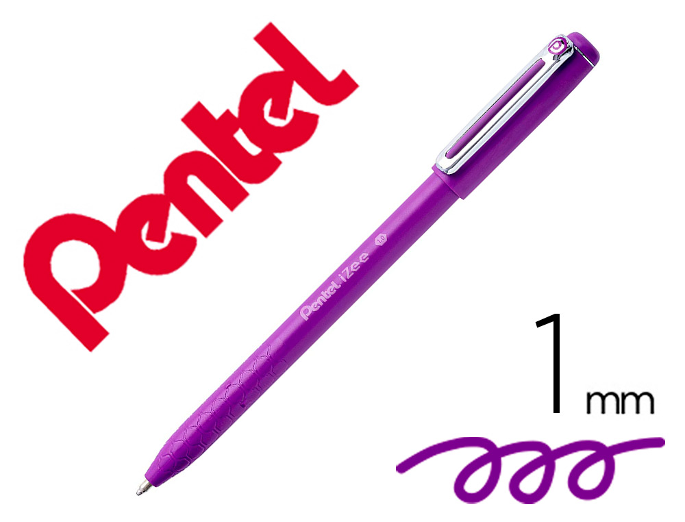 STYLO-BILLE PENTEL IZEE A CAPUCHON POINTE MOYENNE 1MM   ENCRE FAIBLE VISCOSITE        RECHARGEABLE VIOLET