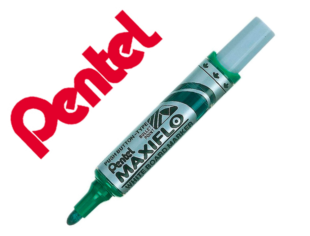 MARQUEUR PENTEL MAXIFLO EFFAABLE TABLEAU BLANC BOUTON POUSSOIR POINTE ULTRALARGE LONGUEUR ECRITURE 750M VERT