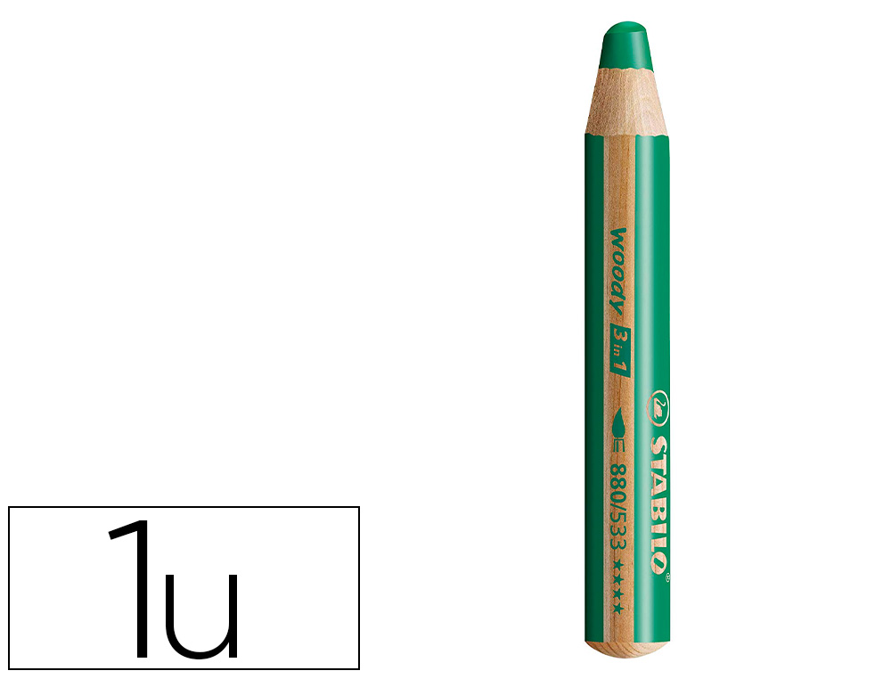 1 crayon multitalents STABILO woody 3 in 1 vert clair - BuroStock