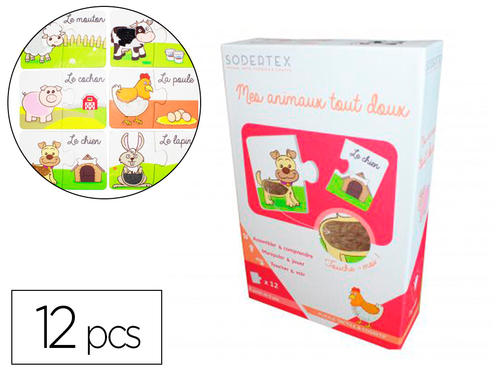 JEUX EDUCATIF SODERTEX COGNITIF 2X6 PCS DE PUZZLE    235X153MM 12 PCS COLORIS      ASSORTIS