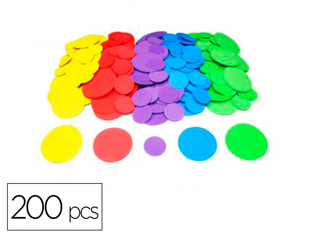 RONDS EN MOUSSE EVA SODERTEX ADHESIVE 200 PCS TAILLES ET   COLORIS ASSORTIS