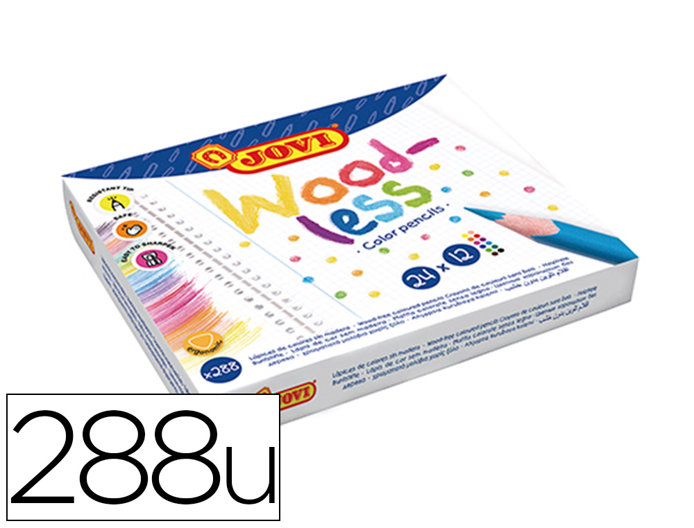 CRAYON COULEUR JOVI WOODLESS TRIANGULAIRE MINE RESISTANTE  HAUT POUVOIR COUVRANT INODORE COULEURS VIVES PACK 288 UNITS