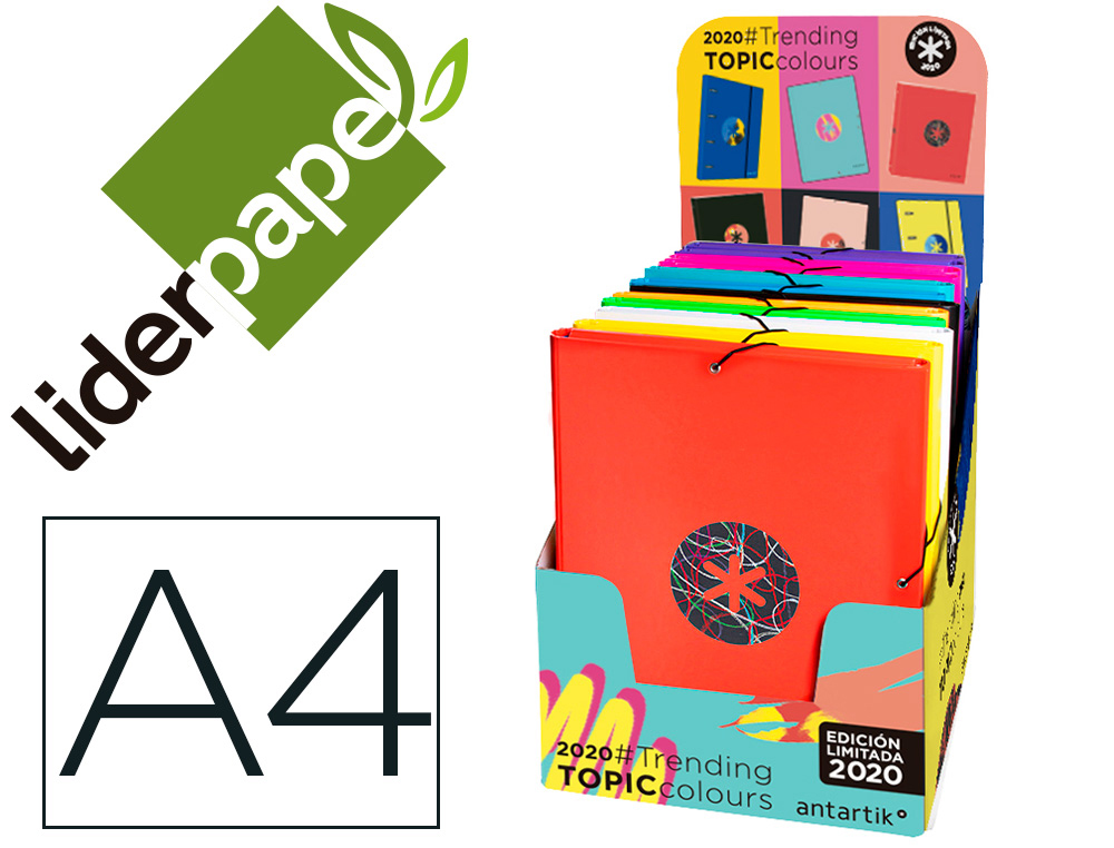 CHEMISE LIDERPAPEL ANTARTIK A4+ ELASTIQUE 3 RABATS CARTON REMBORDE TRENDING TOPIC 2020  COLORIS ASSORTIS