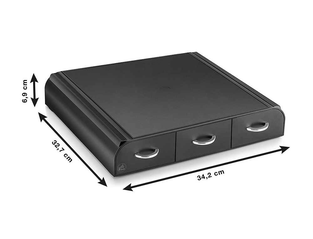 RANGE-DOSETTES CEP TAKE A BREAK 3 TIROIRS POLYSTYRENE RESISTANT 6 COMPARTIMENTS CAPSULES CAF 34,2X32,7X6,9CM NOIR