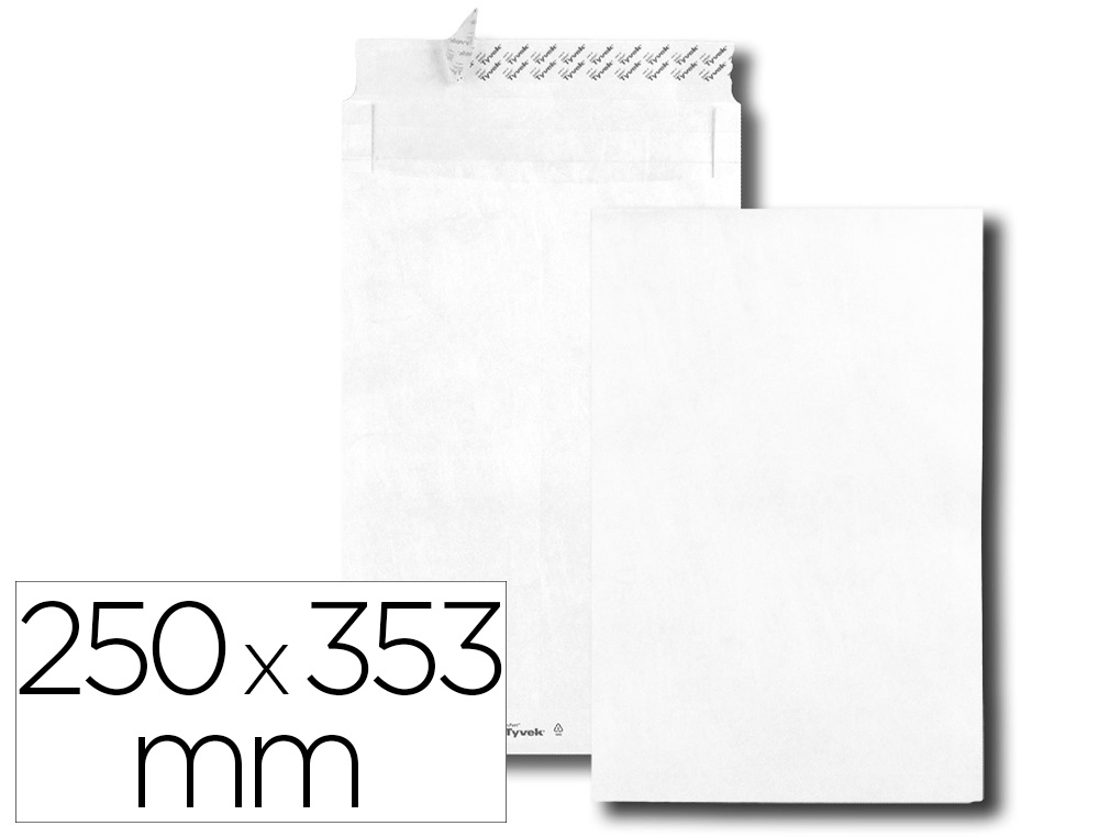 POCHETTE GPV TYVEK  SOUFFLETS 38MM 250X353MM INDECHIRABLE BANDE DE PROTECTION PAQUET 20 UNITES