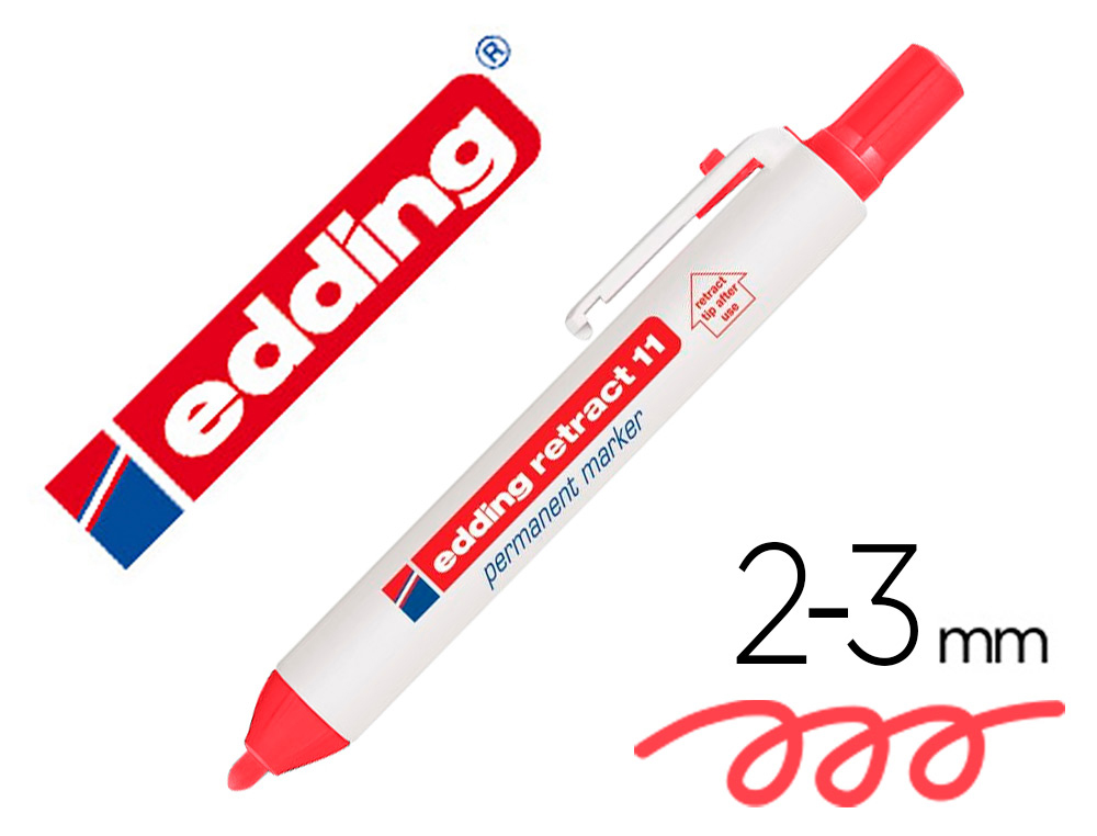 MARQUEUR EDDING PERMANENT RTRACTABLE POINTE OGIVE 1,5/3MM RECHARGEABLE COLORIS ROUGE