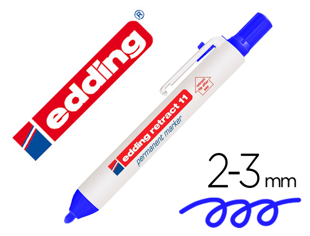 MARQUEUR EDDING PERMANENT RTRACTABLE POINTE OGIVE 1,5/3MM RECHARGEABLE COLORIS BLEU
