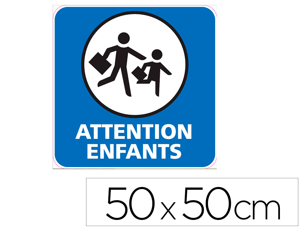 PANNEAU DE SIGNALISATION ALUMINIUM SIGNALETIQUE BIZ    ATTENTION ENFANTS FOND BLEU   50X50CM