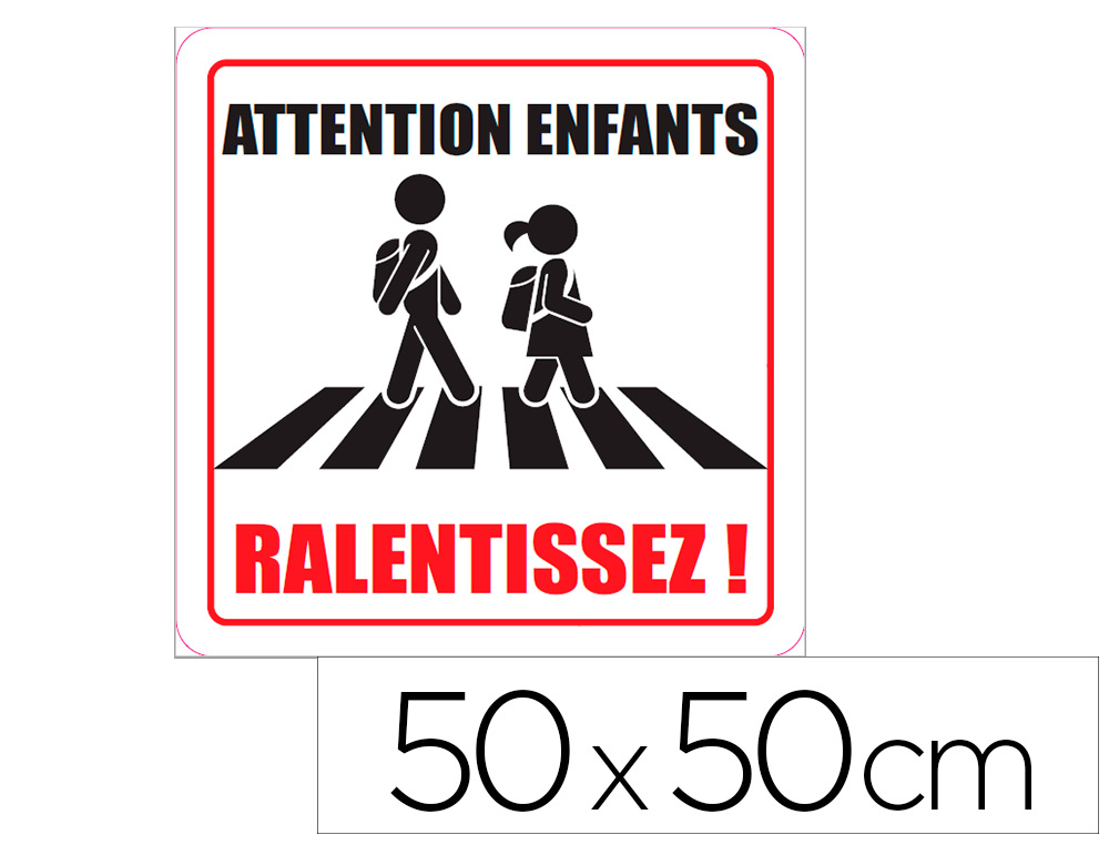 PANNEAU DE SIGNALISATION ALUMINIUM SIGNALETIQUE BIZ    ATTENTION ENFANTS RALENTISSEZ 50X50CM