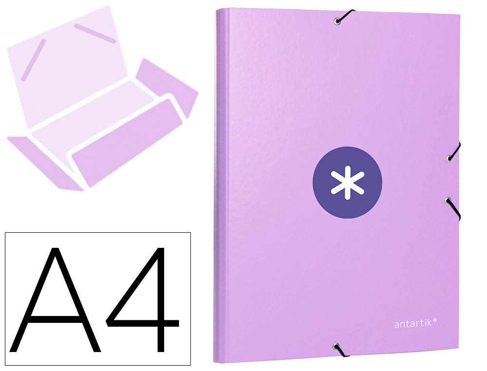 CHEMISE LIDERPAPEL ANTARTIK CARTON REMBORD A4+ 3 RABATS LASTIQUE COLORIS LAVANDE