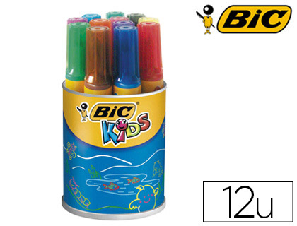 MARQUEUR BIC KIDS DCORALO INODORE INSCHABLE AIR POINTE OGIVE INDFORMABLE BLOQUE COULEURS TRS VIVES POT 12 UNITS