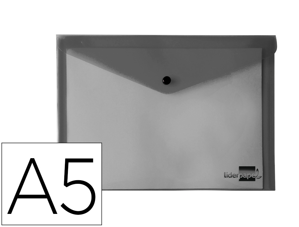 POCHETTE ENVELOPPE LIDERPAPEL POLYPROPYLENE 180 MICRONS A5  210X148MM 50F FERMETURE       BOUTON RESISTANT NOIR OPAQUE