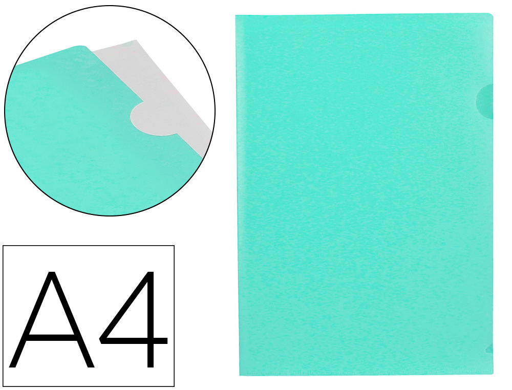 POCHETTE COIN LIDERPAPEL POLYPROPYLENE 180 MICRONS A4  210X297MM CAPACITE 20F        COLORIS VERT POMME OPAQUE