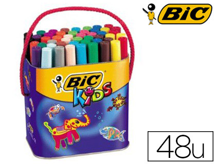 HYPERBURO  FEUTRE BIC KIDS VISACOLOR XL COLORIAGE ENCRE LAVABLE POINTE  EXTRA-LARGE BLOQUÉE COULEURS TRÈS VIVES POT 48U