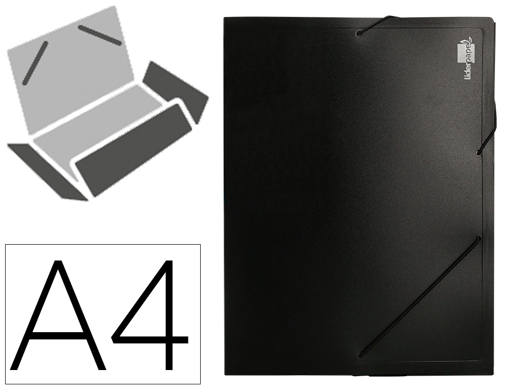 BOTE CLASSEMENT POLYPROPYLNE LIDERPAPEL CHEMISE DOS RIGIDE 50MM A4 210X297MM 750 MICRONS OPAQUE NOIR