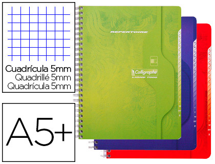 Carnet Répertoire Spirale 148X210 Petits Carreaux 5X5 100P Calligraphe pas  cher