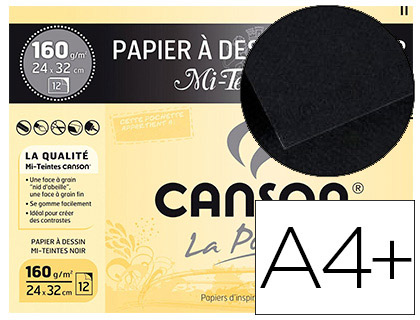 POCHETTE PAPIER DESSIN NOIR A3 160G