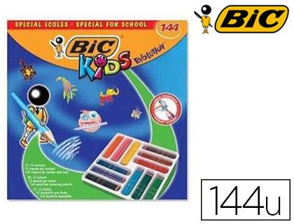 CRAYON COULEUR BIC KIDS EVOLUTION RSINE SYNTHSE 175MM MINE RSISTANTE RSISTE MORDILLAGE COFFRET SCOLAIRE 144 UNITS