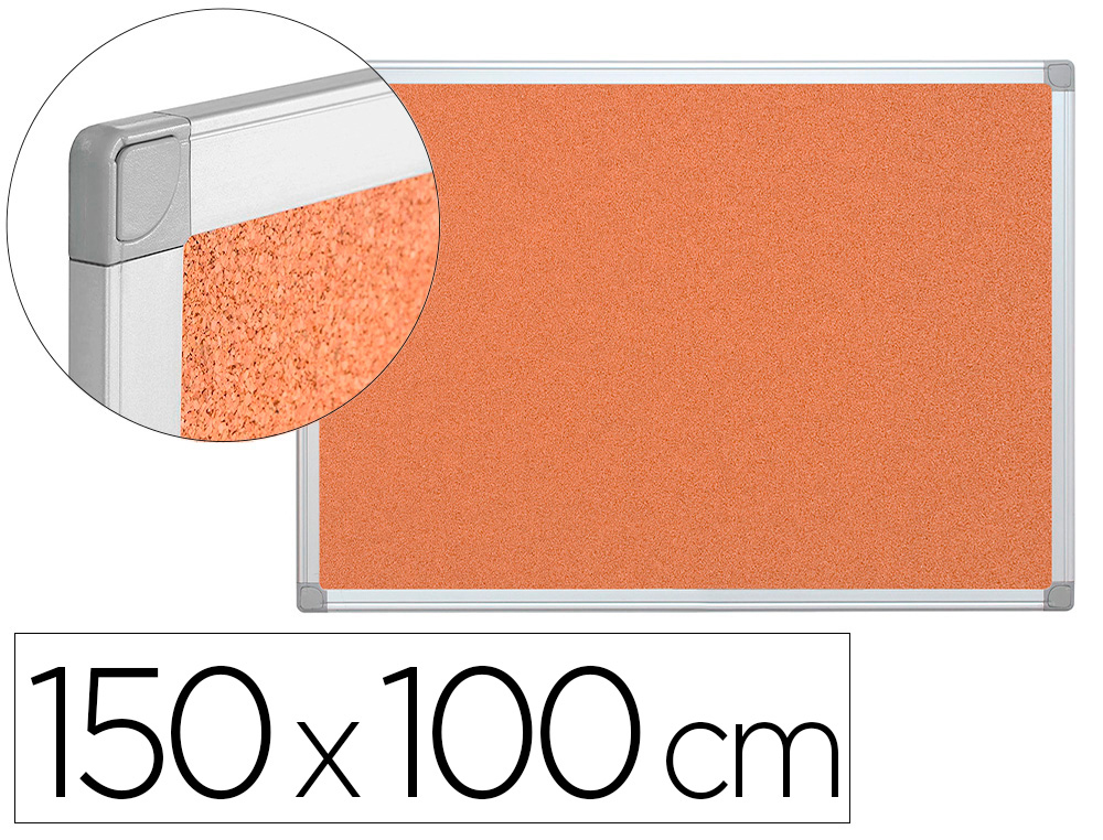 TABLEAU LIGE Q-CONNECT MURAL CADRE ALUMINIUM ARGENT MAT COINS PLASTIQUES FIXATION MUR PAISSEUR 5MM 150X100CM