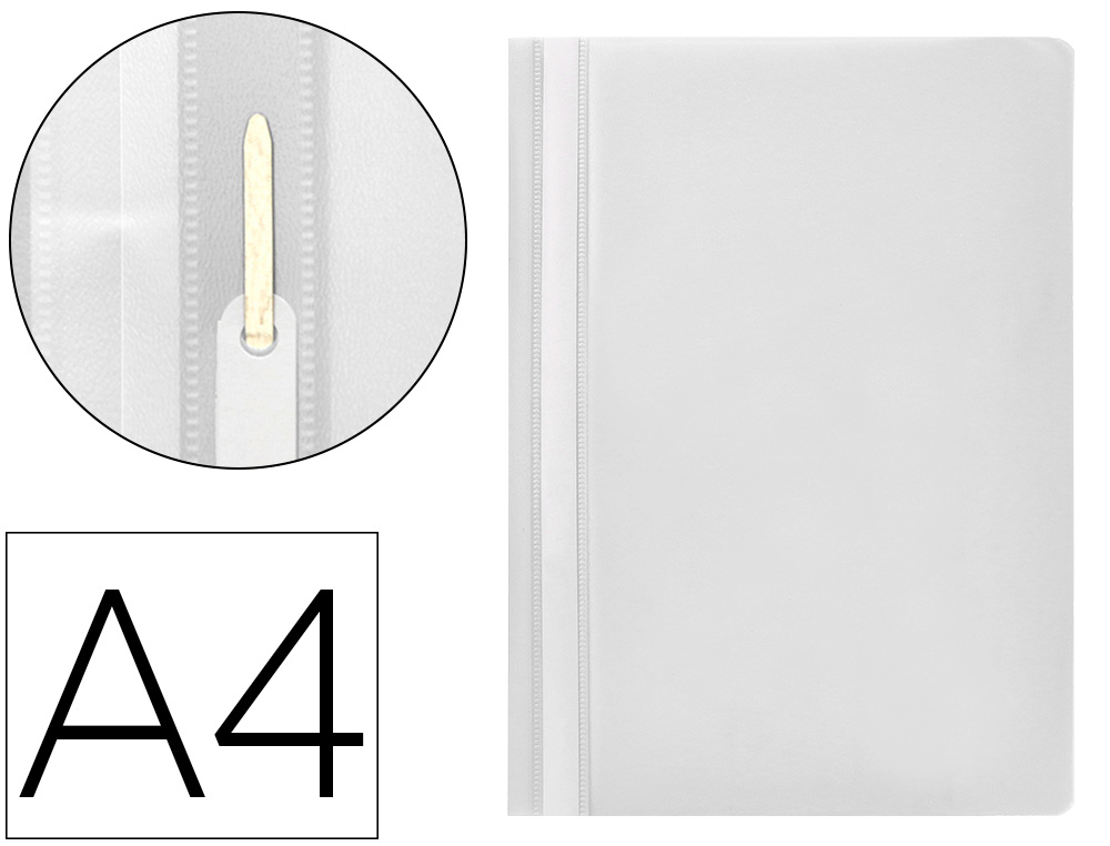 CHEMISE PRSENTATION Q-CONNECT  LAMELLES POLYPROPYLNE 18/100E DOCUMENT PERFOR A4 30F PORTE-TIQUETTE COLORIS BLANC