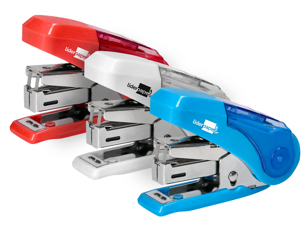 AGRAFEUSE LIDERPAPEL PLASTIQUE12 FEUILLES AGRAFES N 10     4/6 COLORIS ASSORTIS BLEU BLANC ROUGE POCHETTE INDIVIDUELLE
