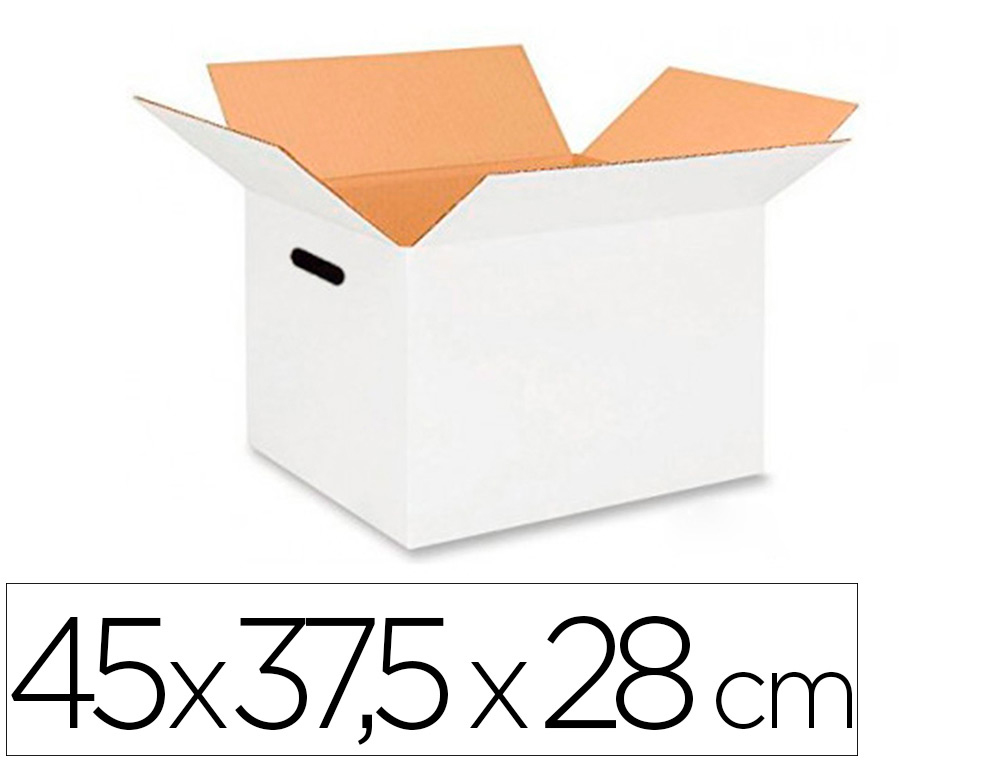 CAISSE AMERICAINE Q-CONNECT ULTRA-RESISTANTE AVEC POIGNEESDOUBLE CANNELURE 7MM          450X280X375MM COLORIS BLANC