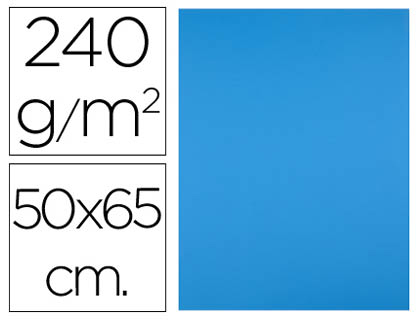 PAPIER CARTONNE LIDERPAPEL 50X65CM 240GR COLORIS         TURQUOISE PAQUET 25 FEUILLES