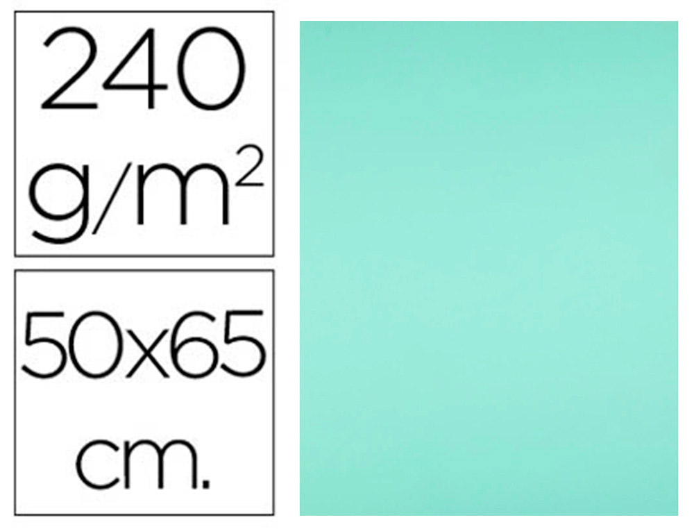 PAPIER CARTONNE LIDERPAPEL 50X65CM 240GR COLORIS VERT    PAQUET 25 FEUILLES