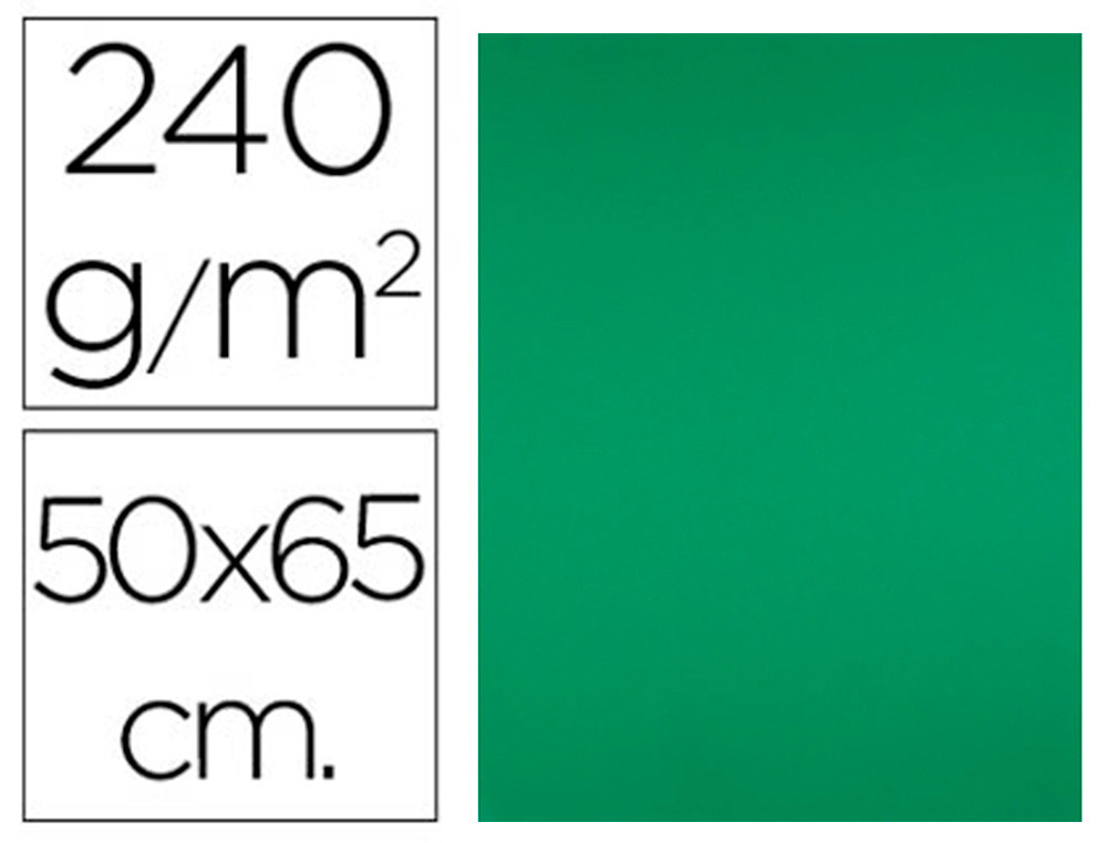 PAPIER CARTONNE LIDERPAPEL 50X65CM 240GR COLORIS VERT    NOEL PAQUET 25 FEUILLES