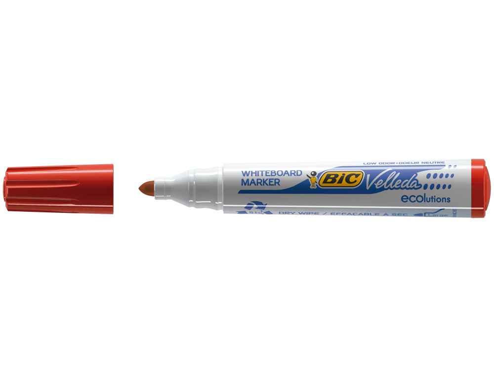 MARQUEUR BIC VELLEDA 1701 EFFAÇABLE POINTE OGIVE TRACÉ 1.5MM ENCRE BASE ALCOOL INODORE CORPS PLASTIQUE ROUGE