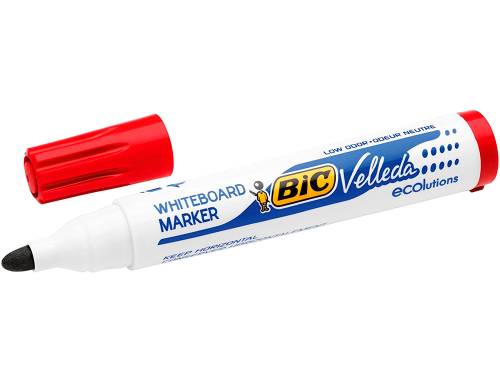 MARQUEUR BIC VELLEDA 1701 EFFAÇABLE POINTE OGIVE TRACÉ 1.5MM ENCRE BASE ALCOOL INODORE CORPS PLASTIQUE ROUGE