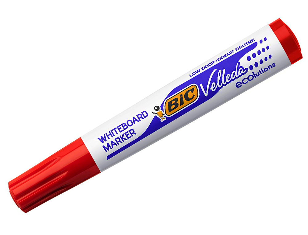 MARQUEUR BIC VELLEDA 1701 EFFAÇABLE POINTE OGIVE TRACÉ 1.5MM ENCRE BASE ALCOOL INODORE CORPS PLASTIQUE ROUGE