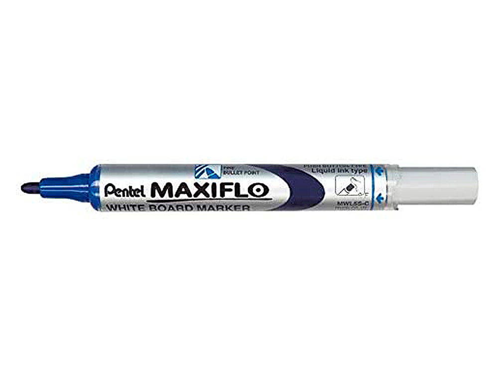 MARQUEUR PENTEL MAXIFLO EFFAÇABLE TABLEAU BLANC POINTE CONIQUE TRACÉ 1,6MM ÉCRITURE 1000M CORPS PLASTIQUE RECYCLÉ BLEU