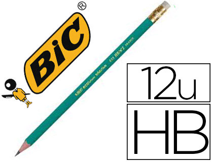 CRAYON GRAPHITE BIC VOLUTION HEXAGONAL CORPS RSINE SYNTHSE RSISTE MORDILLAGE MINE HB BOUT GOMME