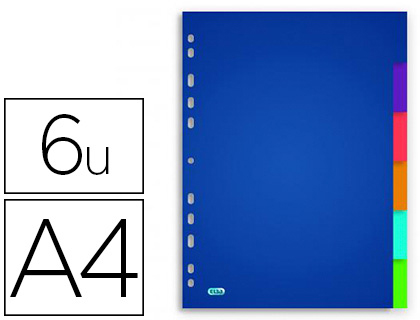 INTERCALAIRE OXFORD POLYPROPYLNE COLOR LIFE 6 POSITIONS A4 210X297MM RUTILISABLE PERFORATION INDCHIRABLE TRANSLUCIDE