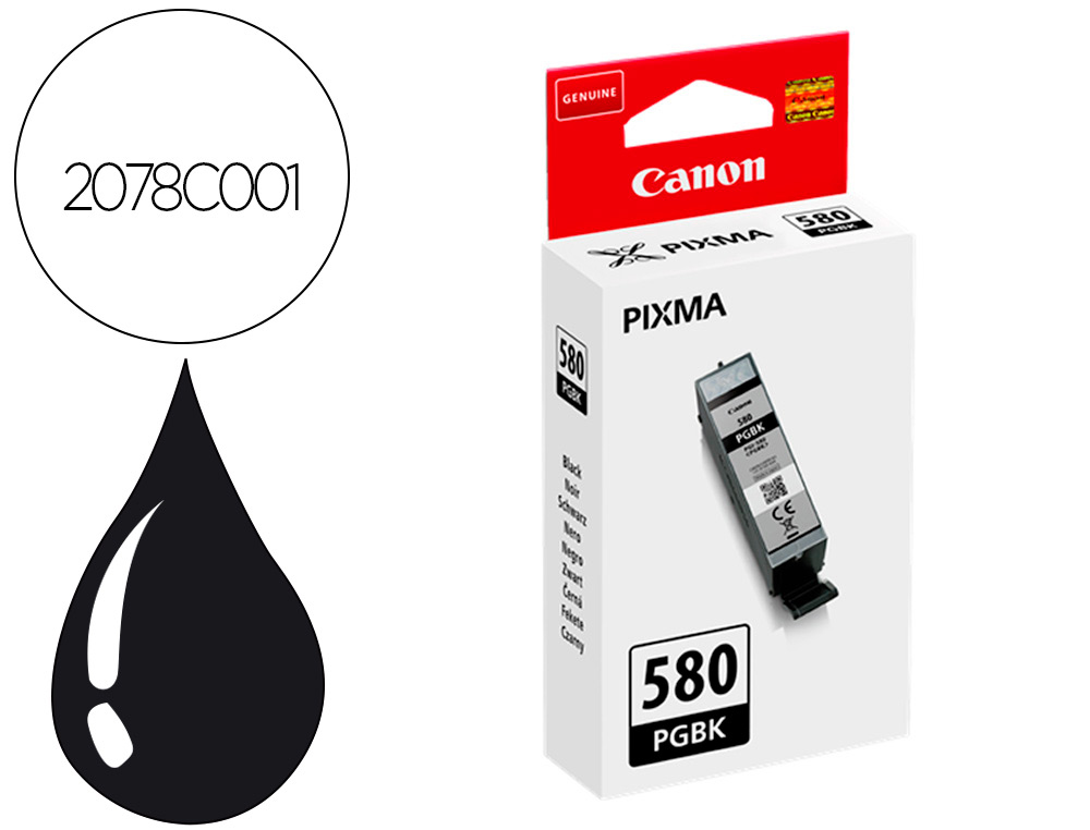 CARTOUCHE CANON JET D'ENCRE PGI580BK COULEUR NOIR 200 PAGES