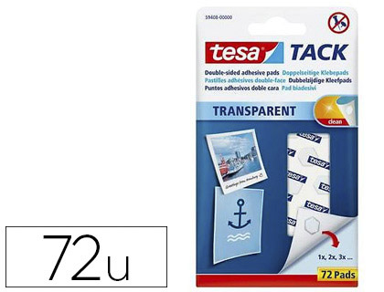 PASTILLE ADHSIVE TESA TACK UNIVERSAL PTE  FIXER SOUPLE COURT TERME TRANSPARENTE TUI 72 UNITS