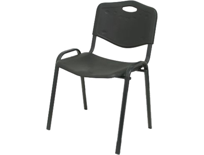 CHAISE Q-CONNECT EMPILABLE 4 PIEDS POIDS SUPPORTE KG       STRUCTURE METAL NOIR DOSSIER  ET ASSISE PVC COLORIS NOIR