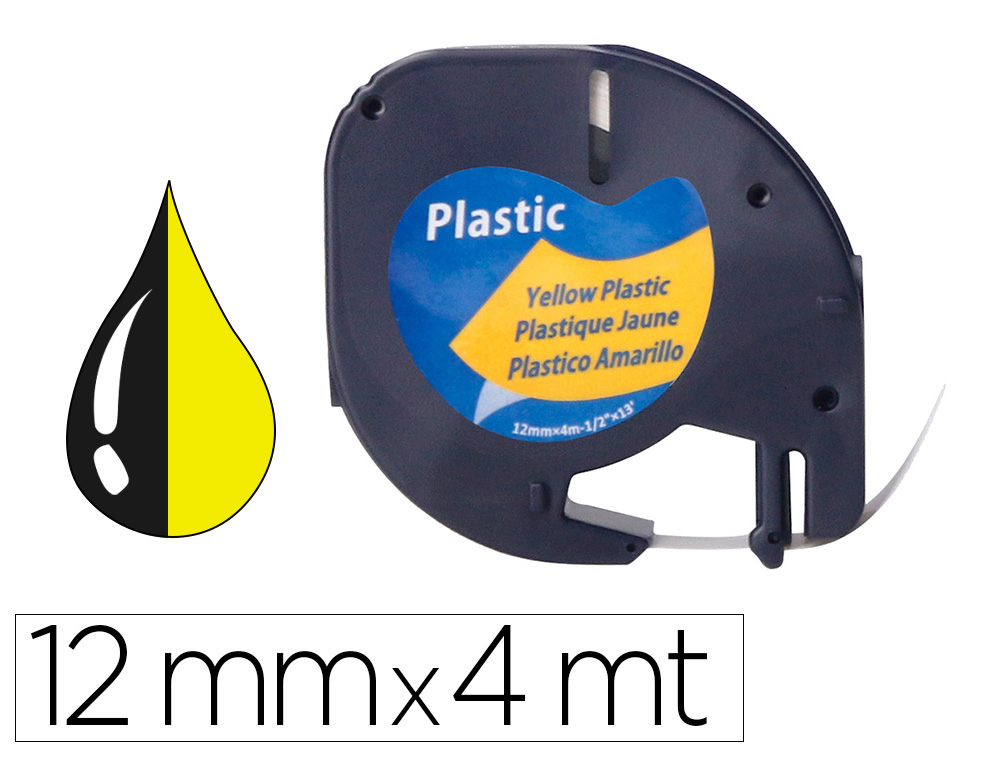 RUBAN TITREUSE Q-CONNECT 12MM X 4 MT NOIR-JAUNE LETRATAG    091202