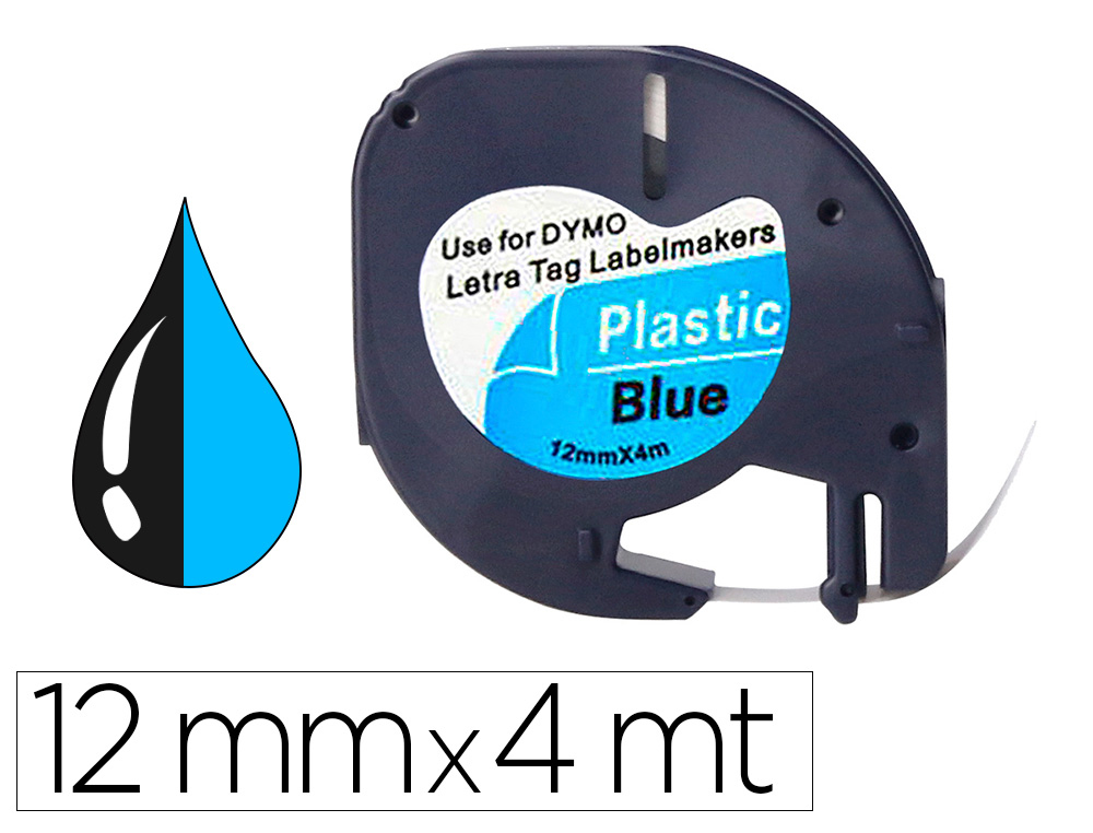 RUBAN TITREUSE Q-CONNECT 12MM X 4 MT NOIR-BLEU LETRATAG     091205