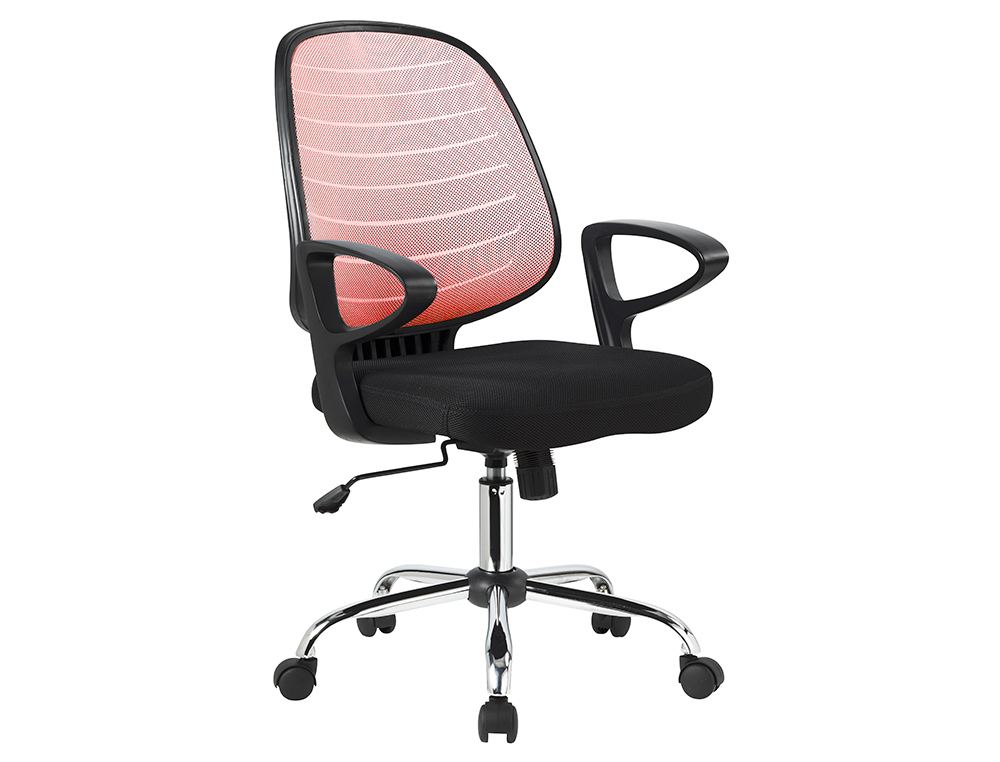 CHAISE BUREAU Q-CONNECT ROTATIVE BASE METAL MAILLE    MAXIMUM SUPPORTE 130KG        920+80X580X600MM ROUGE