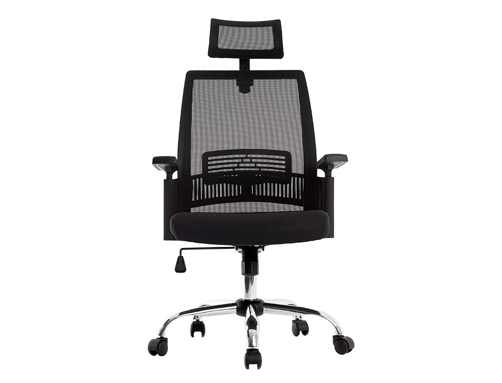 CHAISE DIRECTION Q-CONNECT MAILLE BASE METAL REPOSE-TETE AJUSTABLE MAXIMUM SUPPORTE    130KG 1140+75X610X620MM NOIR