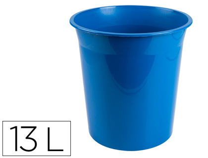 CORBEILLE PAPIER Q-CONNECT PLASTIQUE RESISTANT 13L       275X285MM COLORIS BLEU OPAQUE